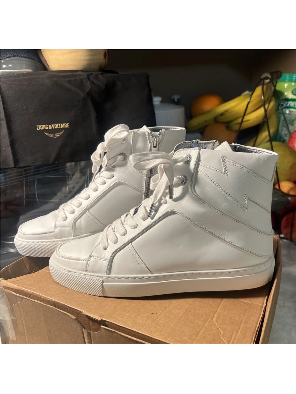 ZADIG & VOLTAIRE ZV1747 High Flash White High Top Leather Sneakers sz 39 8